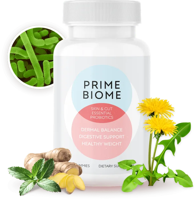 PrimeBiome Skin & Gut Essential Probiotics bottle